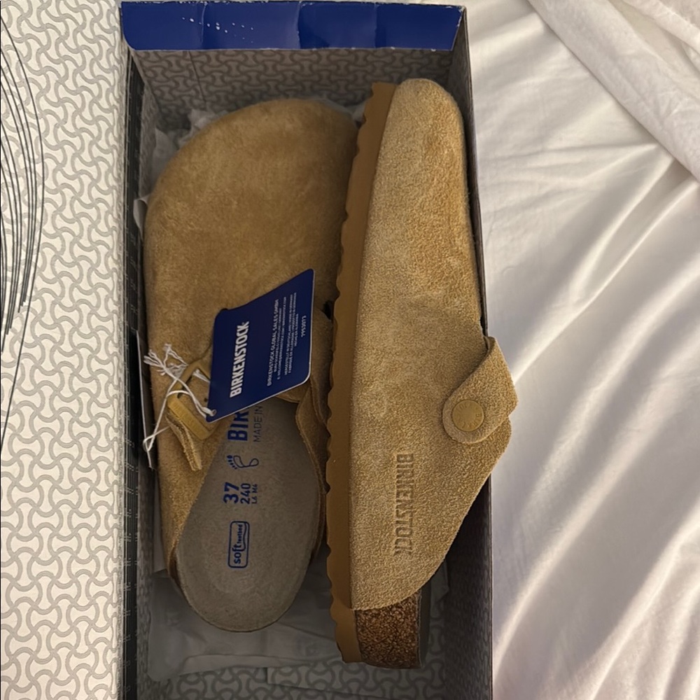 Birkenstock Tan Mules with Contoured Footbed